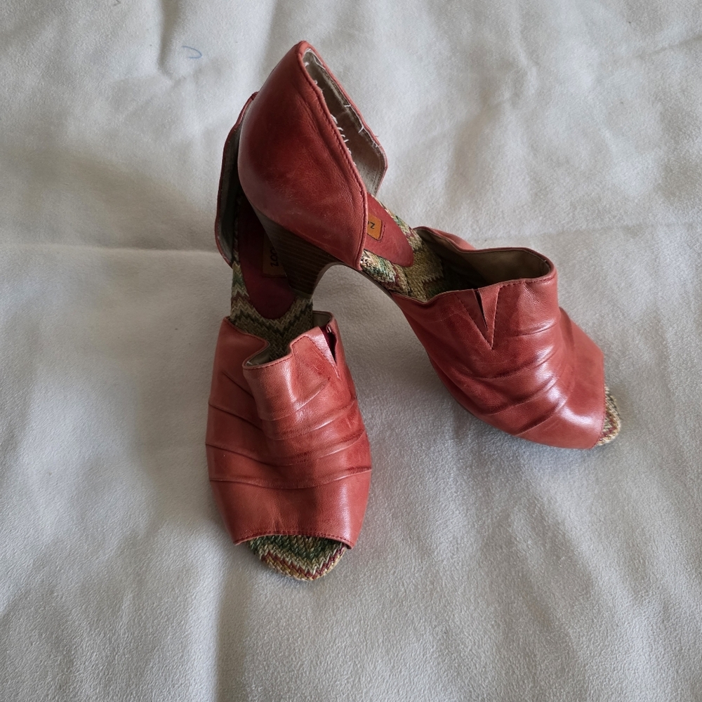 Miz Mooz Walker Red Leather Open Toe Slip-on Shoessize 6.5 - Picture 12 of 12